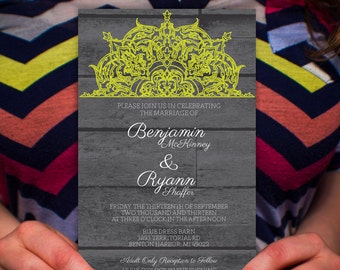 Custom Rustic Moroccan Invitation - Wood Texture or Plain - PRINTABLE