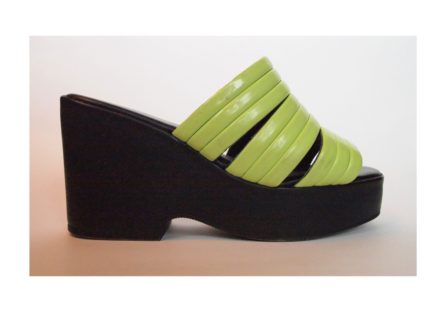 lime green wedge heels