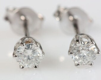 Baby Earrings-Girls Jewelry-Diamond Earrings -14K White Gold Earrings-Stud Earrings-Women Jewelry-Baby girl jewelry-Birthday gift-For her