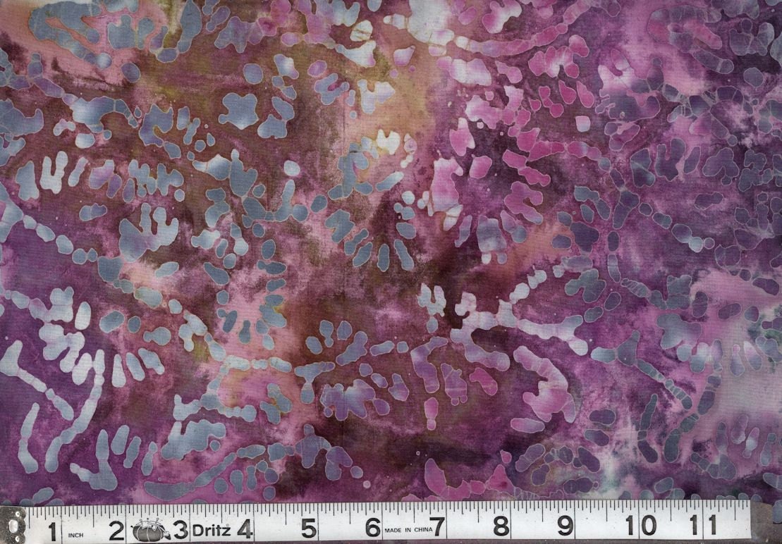 Quilters purple color Batik Fabric by the yard 100% Cotton
