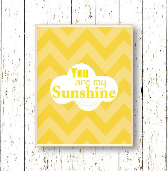 Yellow chevron and white nursery wall art You are my by LilChipie