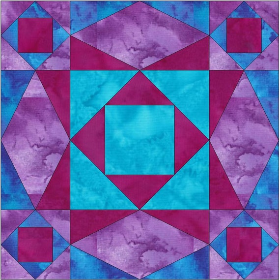 Stormy Sea Chain Paper Template Quilting Block Pattern PDF