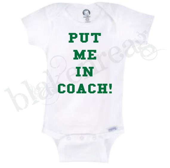 PUT ME In COACH Football Gerber Onesie Baby Shower by Blakenreag
