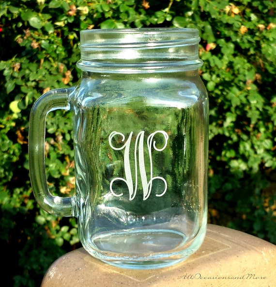 2 Personalized Glass Mason Jar Mugs with by AllOccasionsandMore
