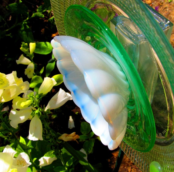 Items similar to Seafoam Green Milk Glass Plate Garden Art Vintage Gift