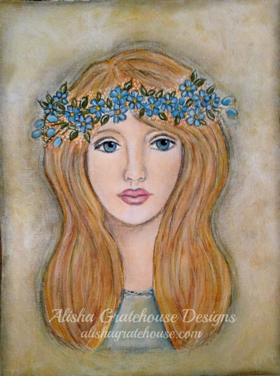 Garland of Grace Original Painting 9x12 on Acrylic Paper