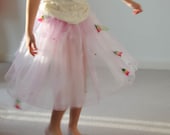 Pink Girl's Flower Fairy Costume Skirt and Hairband for Woodland Wedding, Fairy Party in Organza & Tulle Tutu