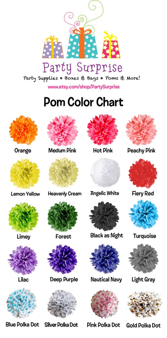 8" Tissue Poms - 3 - your choice of colors