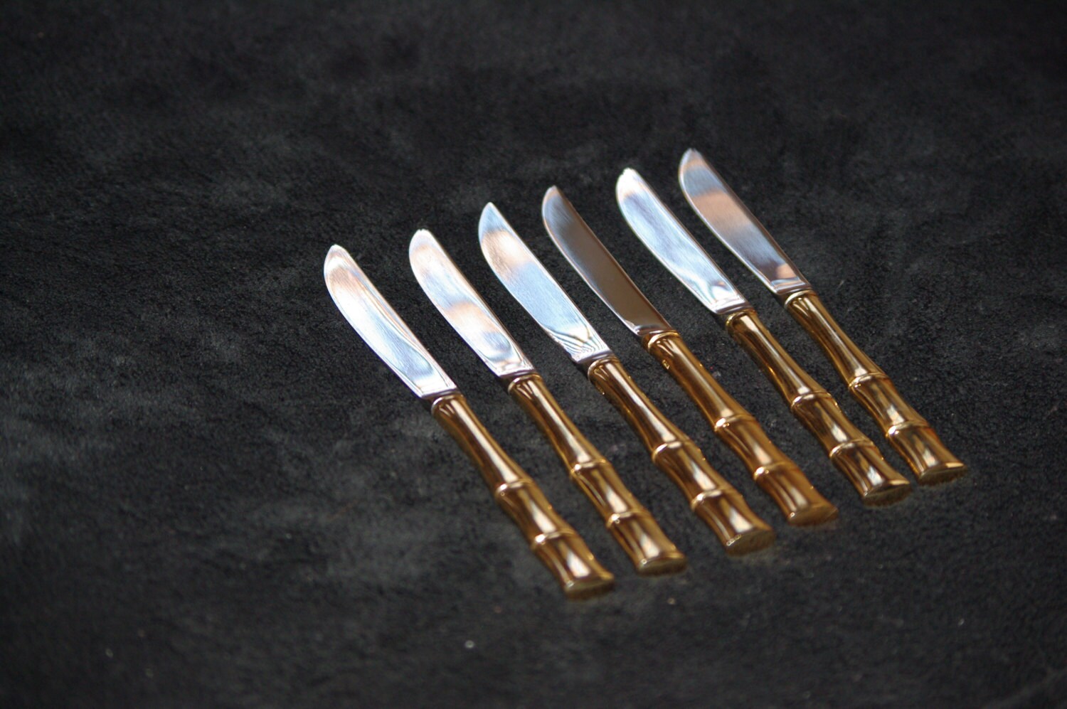 Set of 6 Gold and Silver Plated Stainless Steel Steak Knives