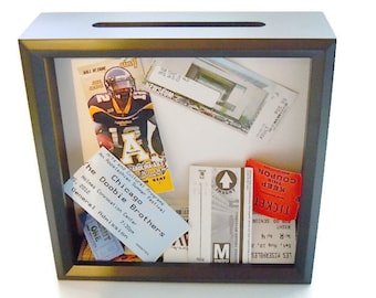 Ticket Holder - Black Shadow Box Ticket Keeper - Ticket Shadow Box - Graduation Gift - Ticket Stub Box - Slot Top Ticket Box - Drop In Top