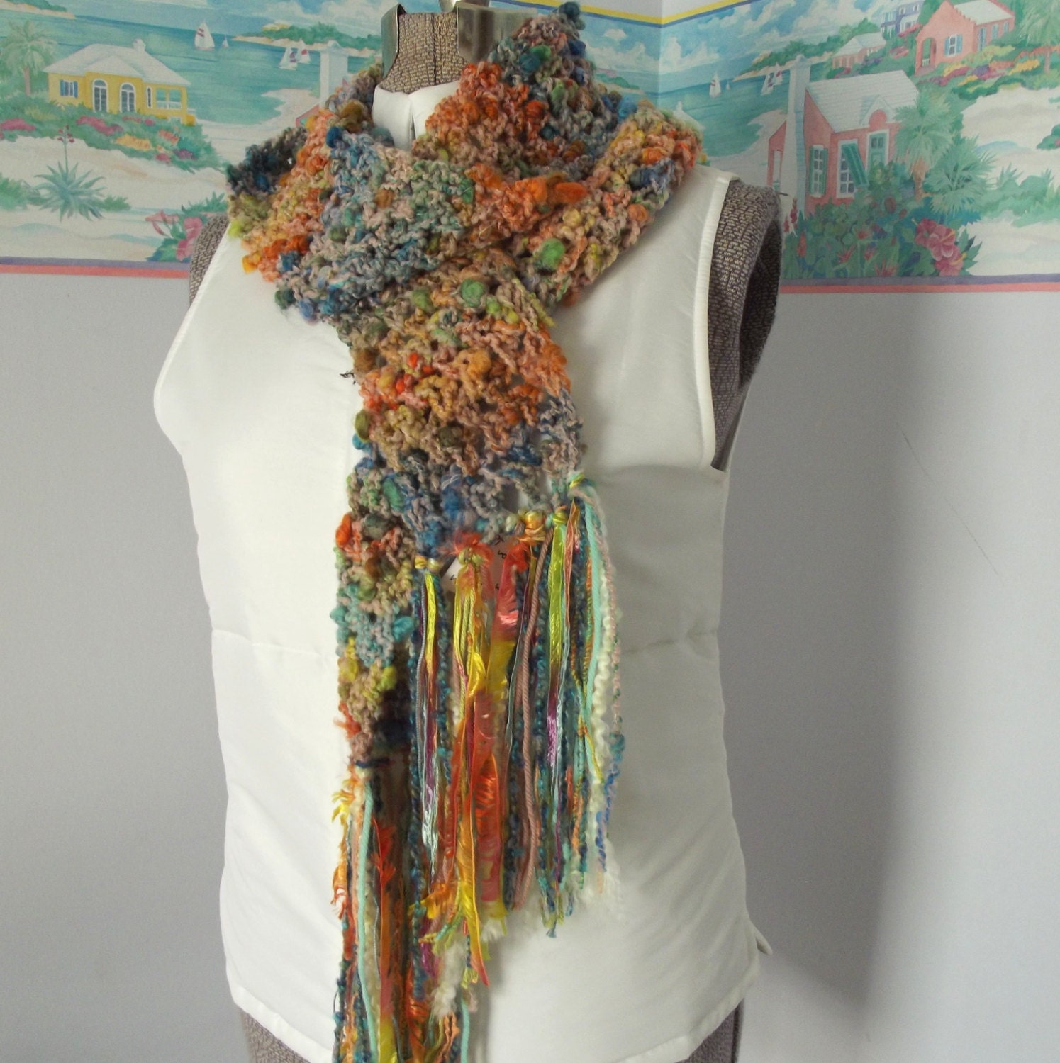 Calypso Dream Scarf Handmade Crochet Vacation by WildHeartYarnings