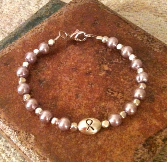 Items similar to Lavender Cancer Awareness Bracelet (Color ...