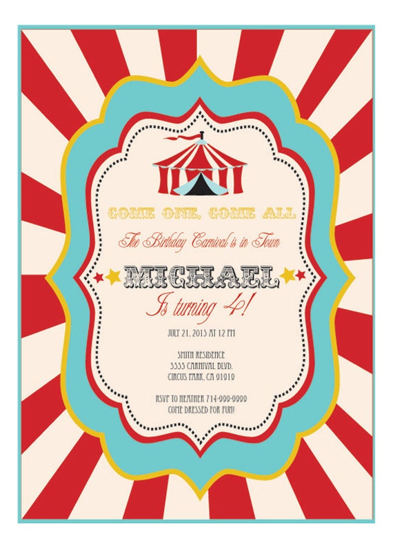 Items similar to Carnival Birthday Invitations - Carnival Party ...