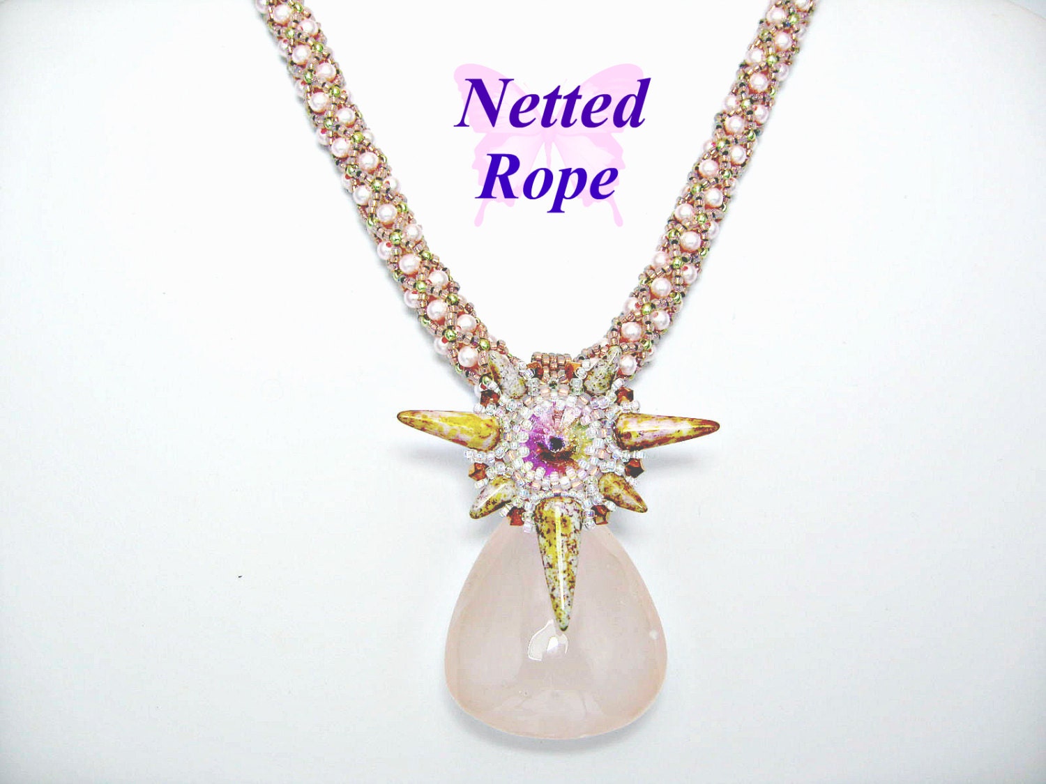 Tutorial Netted Rope Necklace Pattern to make a beaded rope