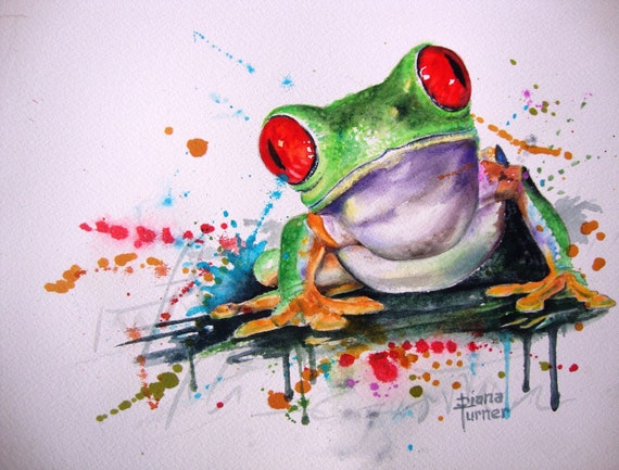 Items Similar To Frog Watercolor Painting Original Limited Edition 