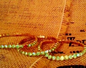 Three Green Rhinestone Stretch Bracelets
