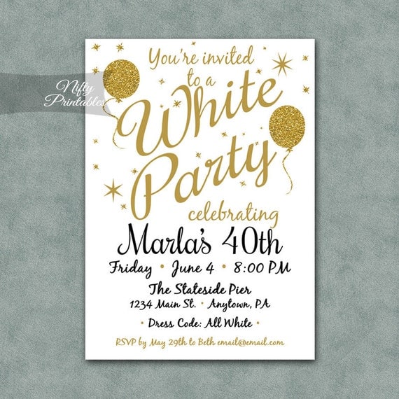 White Theme Party Invitation Wording 1