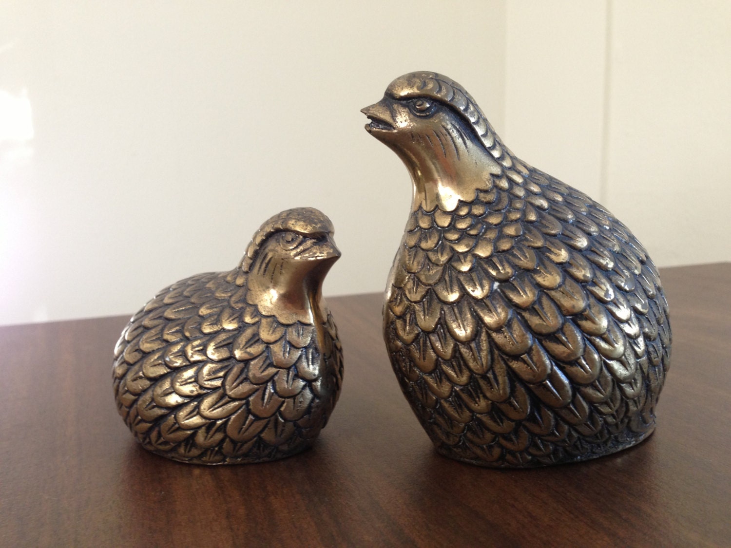 Vintage Brass Quail Figurines by SunshineAndPeaches on Etsy