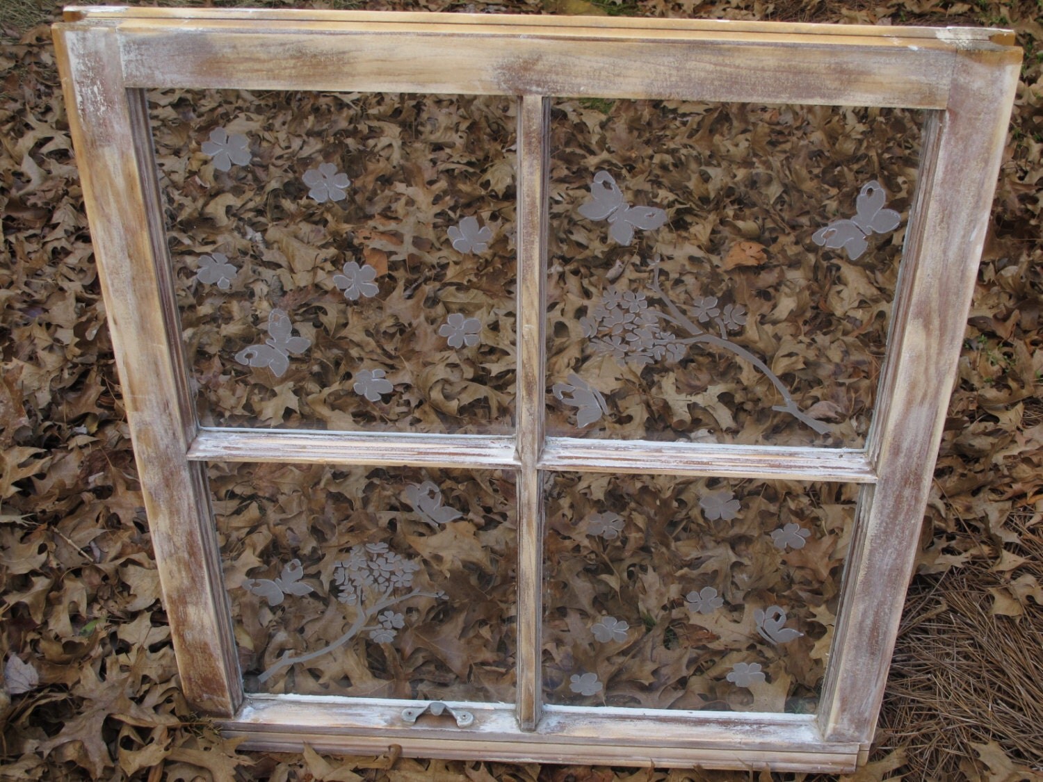 Old Window Distressed Brown Old Window Frame Painted 4 pane