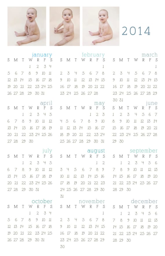 items similar to 2014 full year calendar pdf with custom photos 11x17
