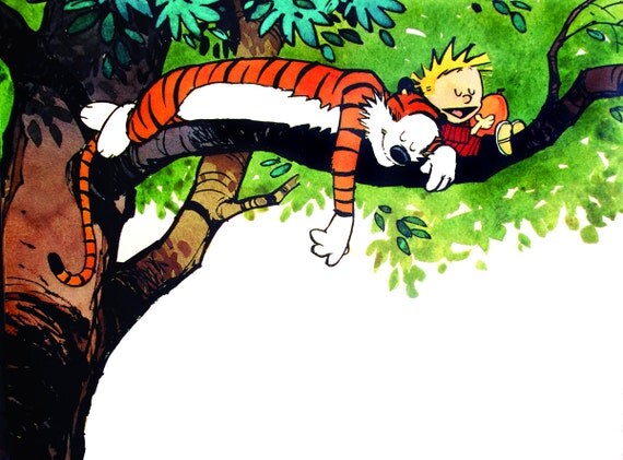 Calvin and Hobbes Tree Sleeping Print