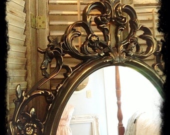 Large Gold Mirror, Ornate Baroque Mirror, Bathroom Mirror, Living Room Wall Decor, Black and Gold Mirror, French Glam, Gold Home Decor