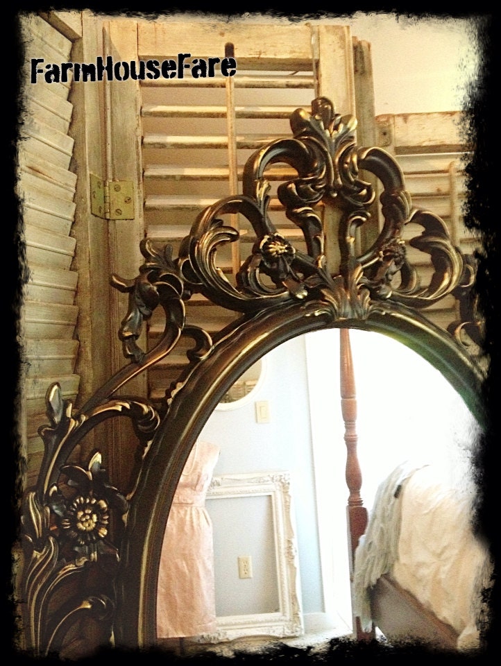 Baroque Bathroom Vanity Mirror Black Gold ORNATE MIRROR Large