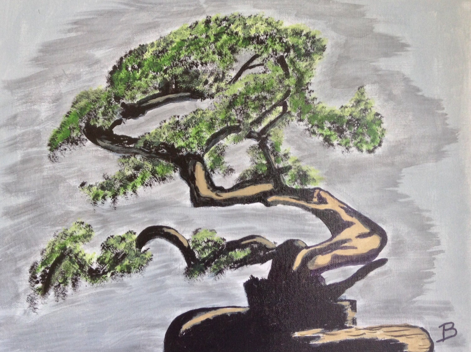 Abstract Painting of Bonsai Tree by ArtbyBigBee on Etsy