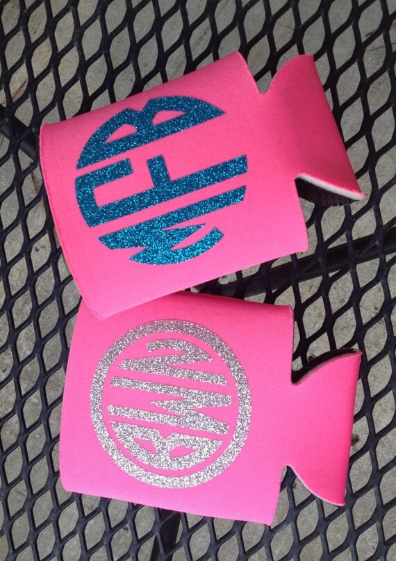 Personalized Glitter Vinyl Koozie Personalized by BOWSandBADGES