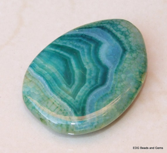Blue Green Agate Quartz Smooth Polished Non-Faceted Stone.
