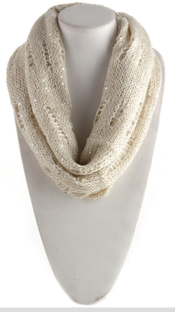 Ivory sequin infinity scarf