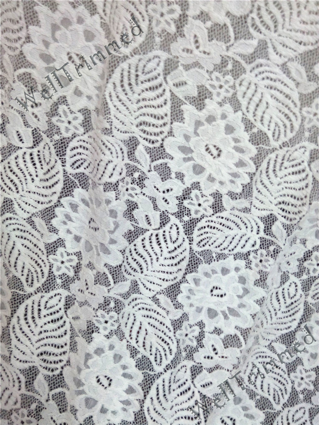 Thick lace White stretch lace fabric floral stretch lace