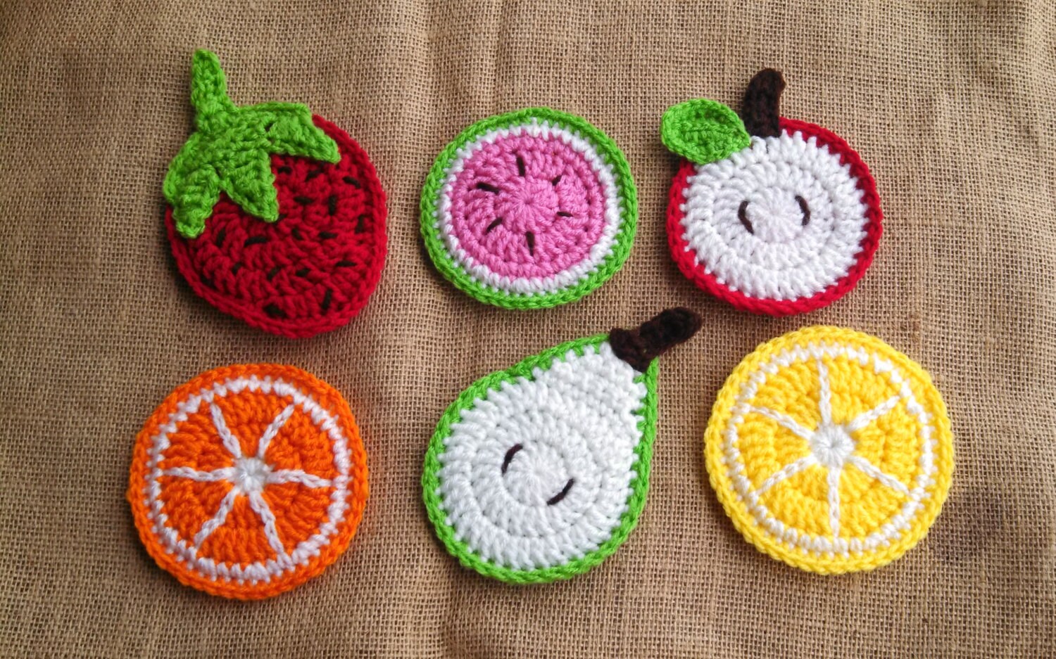 Crochet Fruit Coasters Set of 6 PERFECT by