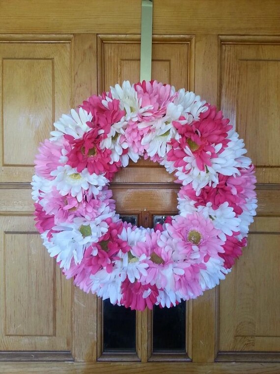 Items similar to Gerbera Daisy Wreath Spring Wreath Wedding Wreath