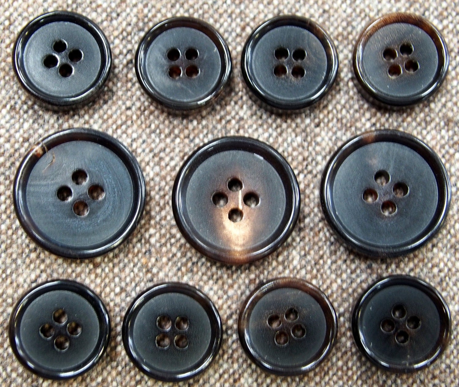 Ultra Thick Genuine Dark Brown Horn Buttons Set for suit