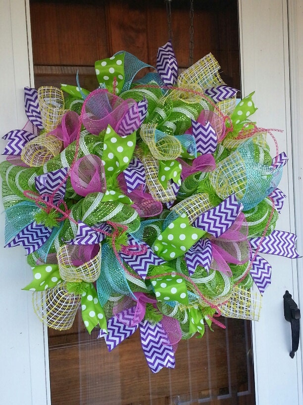 Spring and Summer Deco Mesh Wreath