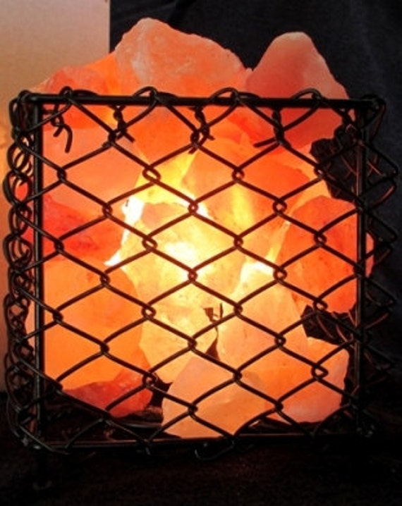FREE SHIPPING Himalayan Rock Salt Lamp in Wire Basket by ELEMEANTS