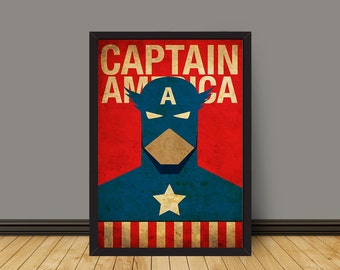 Vintage Minimalist Captain America Poster Prints