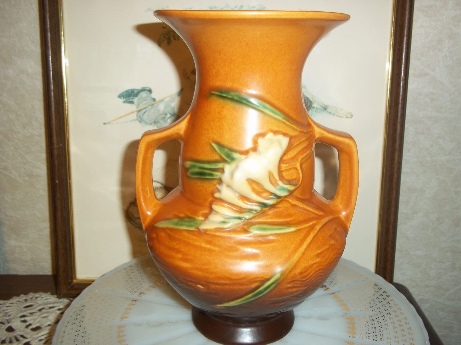 VIntage Roseville Pottery Vase Fressia Pattern