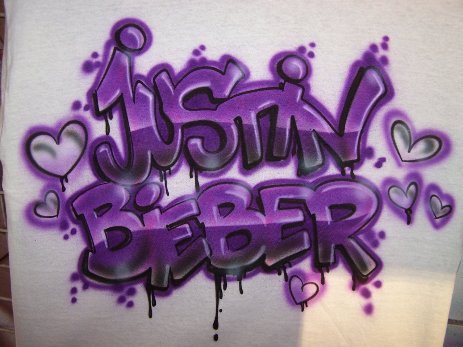 Airbrushed Justin  Bieber Graffiti  Style Custom T Shirt