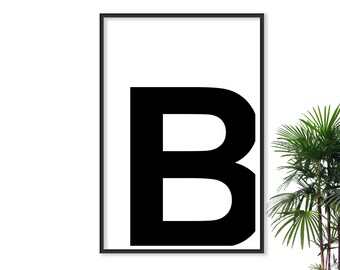 Bold CAPITAL Letter Poster Name Art Wall Letter Modern Decor Inspirational Print Modern Decor Black and white Minimalist Calligraphy Type