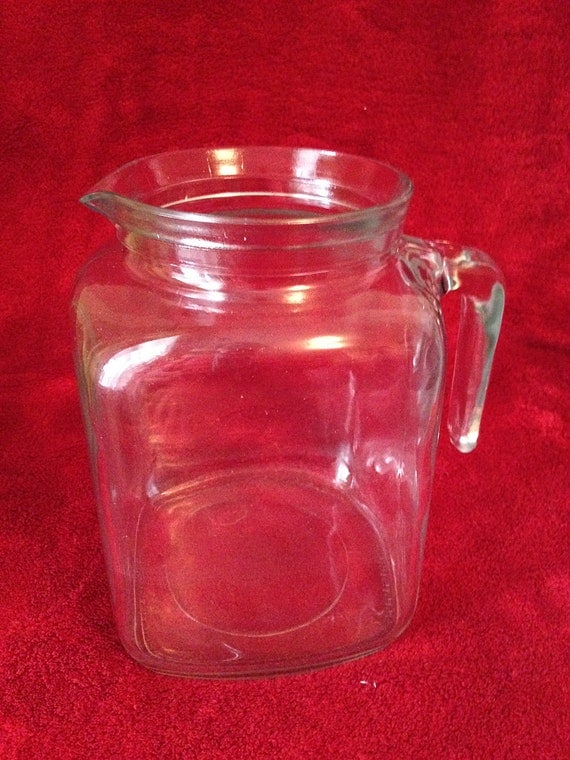 Vintage Italian Bormioli Rocco Heavy Glass Pitcher with Handle