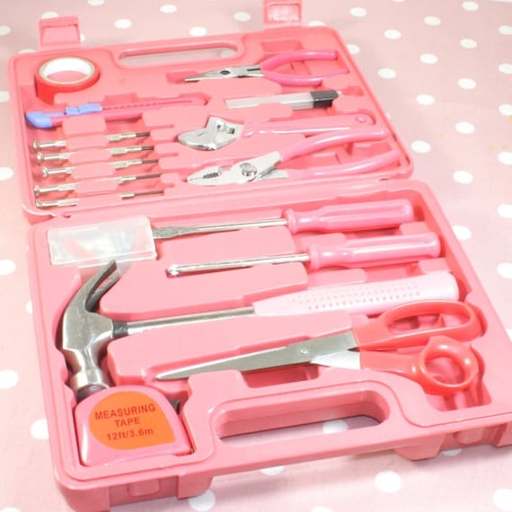 Crafters pink tool box - 18 piece case, JR07569