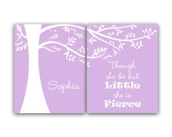Nursery CANVAS Wall Art, Though She Be But Little She Is Fierce, Personalized Kids Wall Art, Kids Name Art, Girls Room Decor - KIDS27