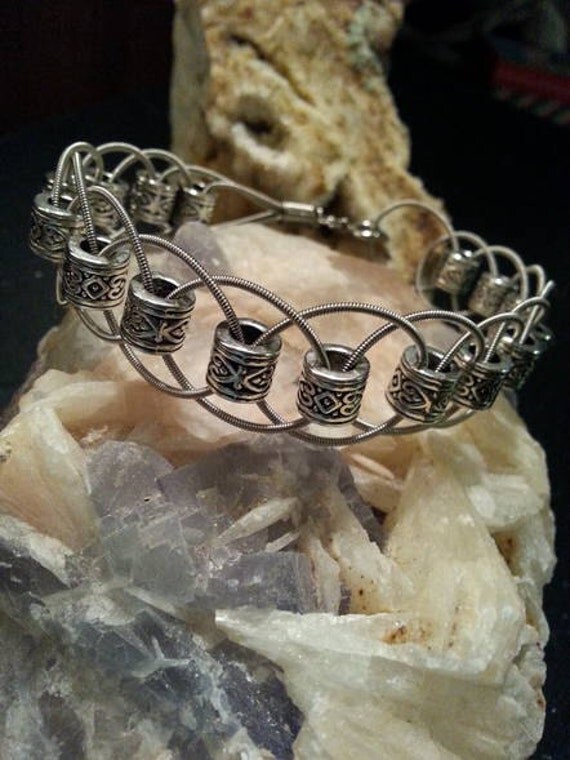 Silver Double Bass guitar string bracelet with free shipping