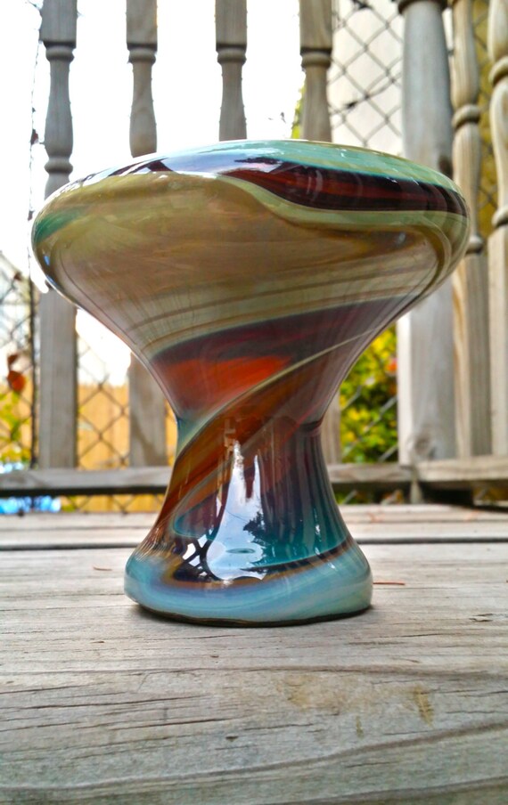 Items similar to Bird Bath. Hand blown glass colorful art. on Etsy