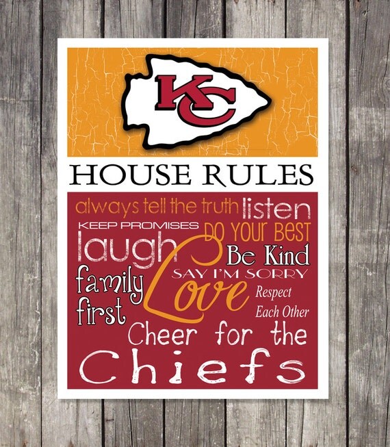 KANSAS CITY CHIEFS Football House Rules Art Print