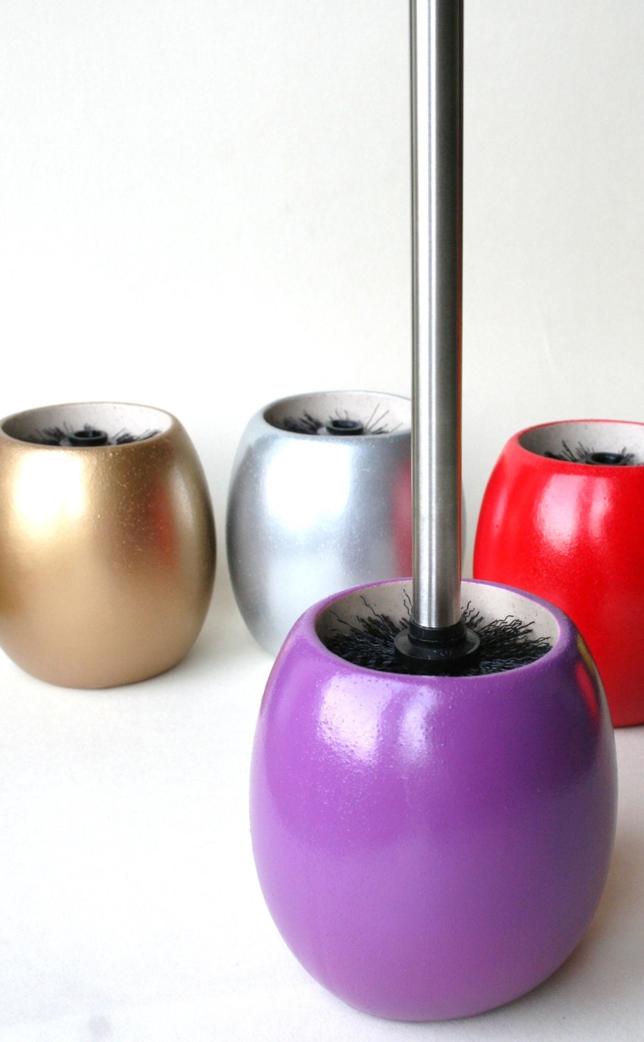 Contemporary Stone Effect Ceramic Toilet Brush & Holder