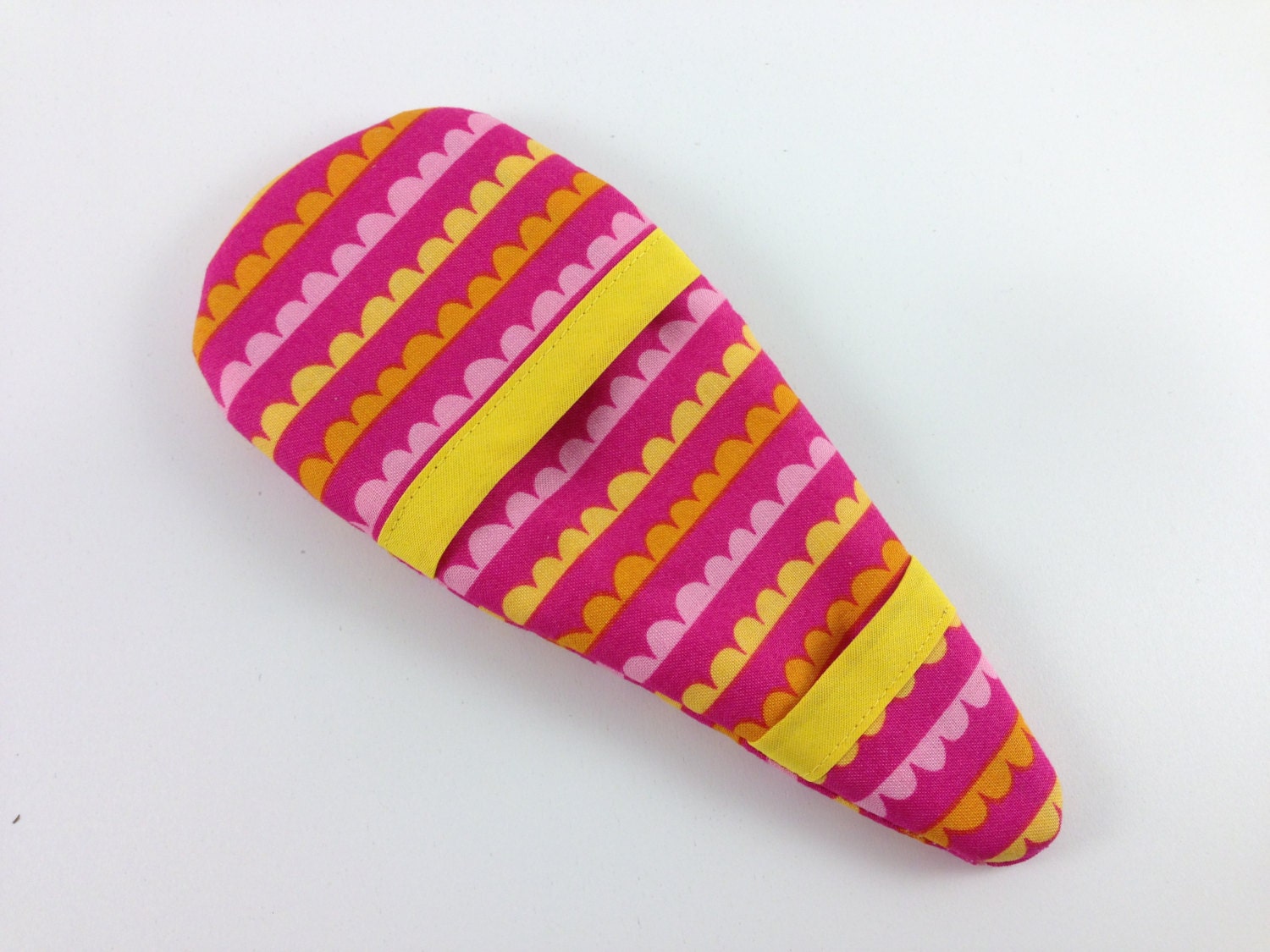 Finger pot holder colorful pink and yellow by TipTopStitch on Etsy