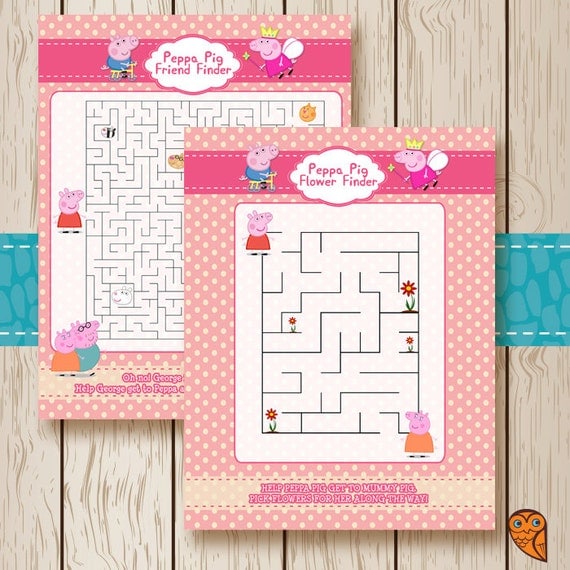 Printable Peppa Pig Maze Combo Pack Peppa by BrightOwlCreatives